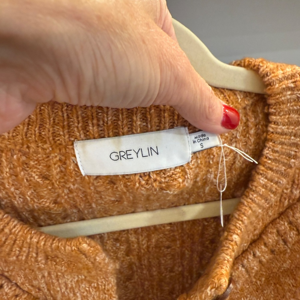 Greylin Vintage Style Burnt Orange Cardigan Sweater, Size Small - Picture 2 of 3